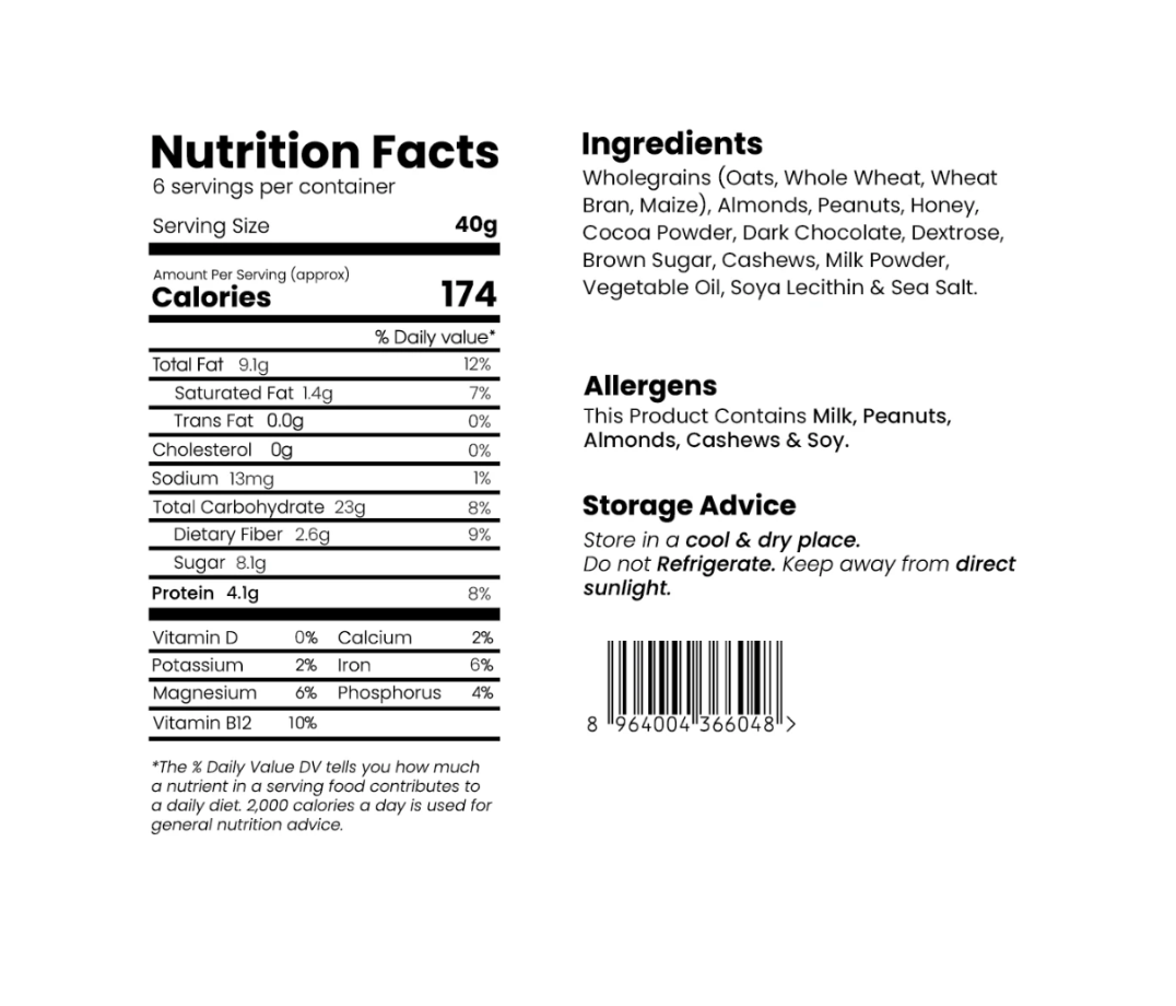 Dark Chocolate & Nut Fusion - Single Bar