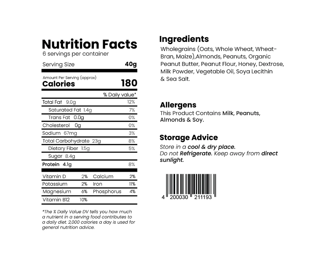 Peanut Butter & Nut Fusion - Single Bar